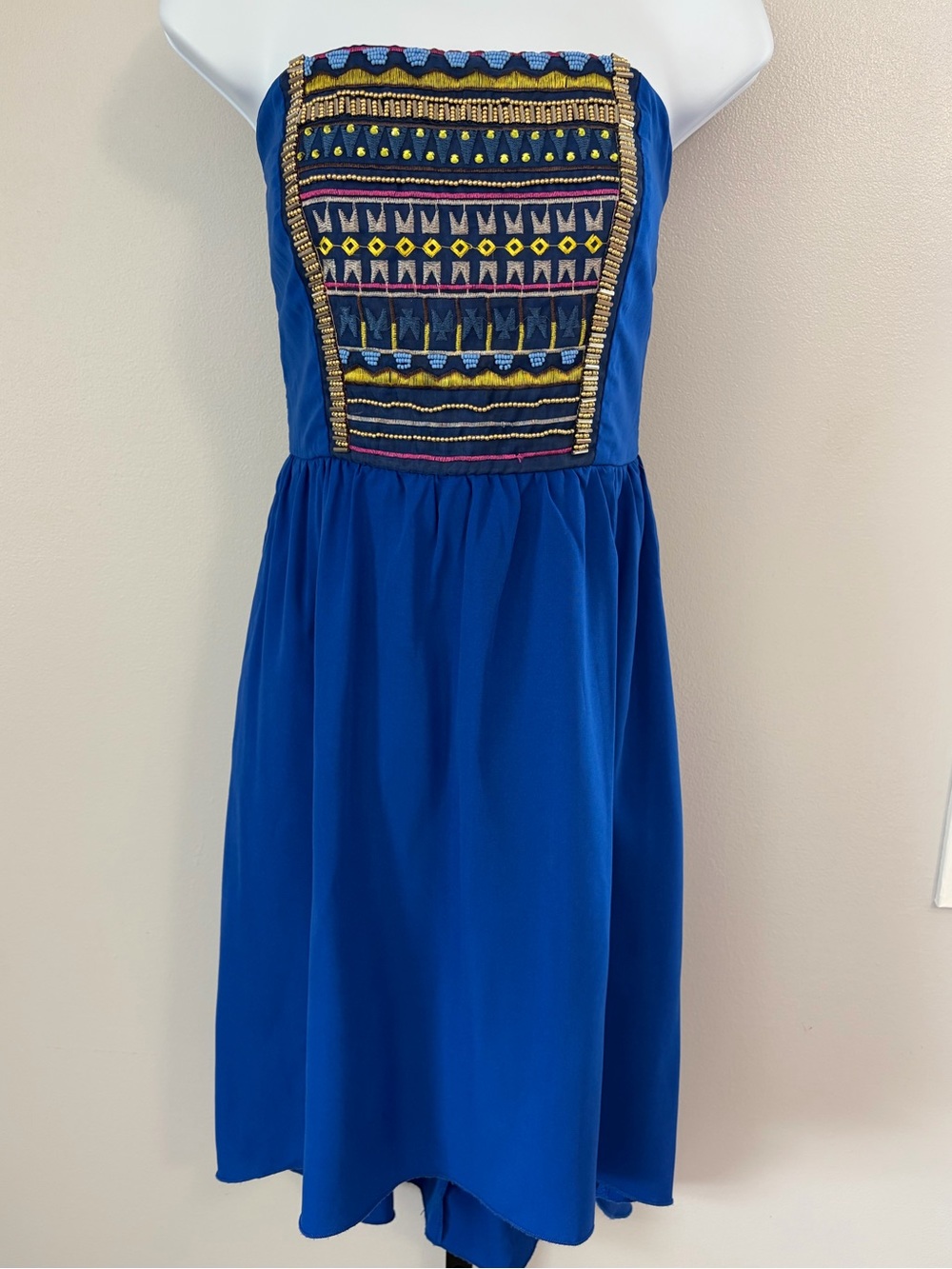 Maurice’s- Embroidered Strapless Cobalt Blue Summer Dress